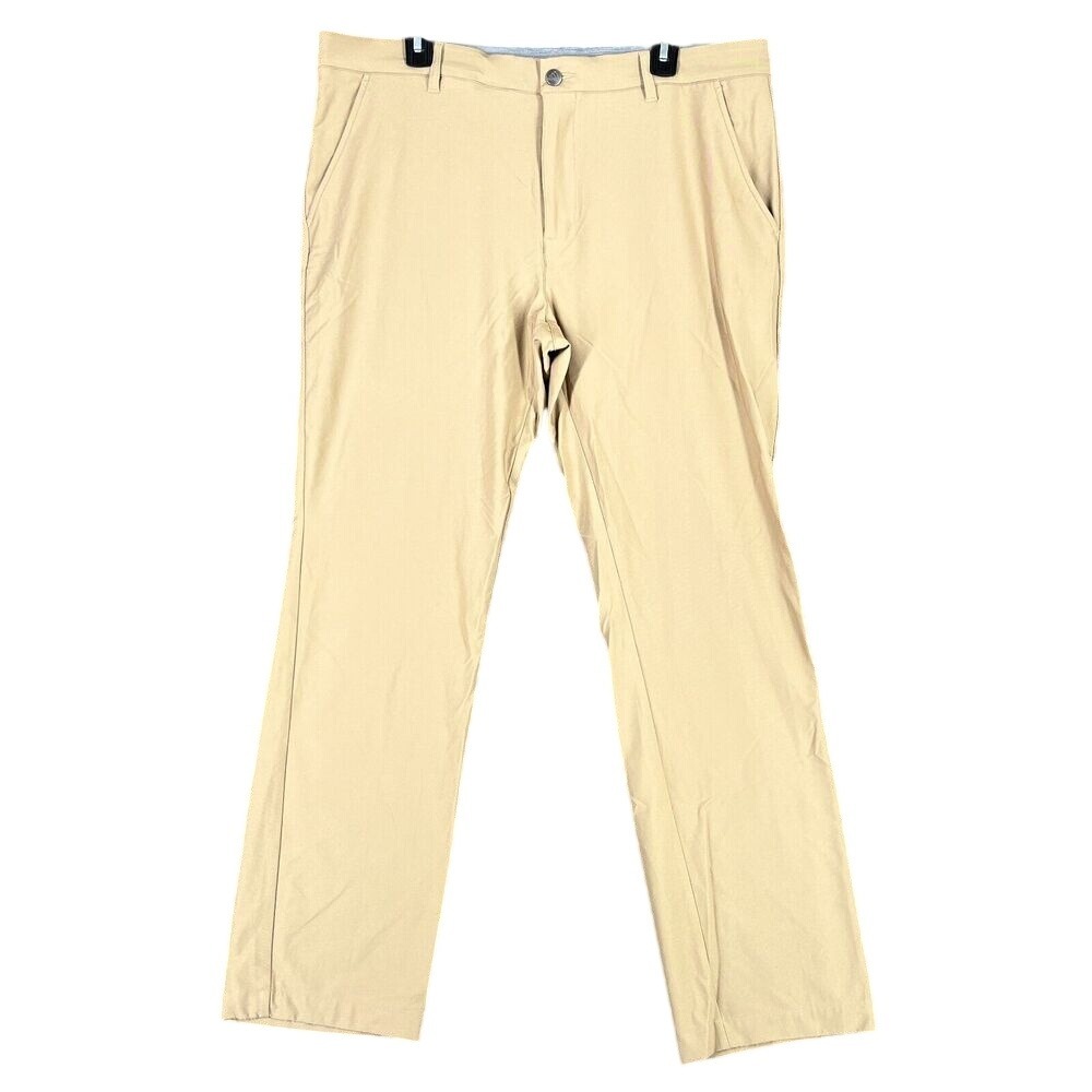 Adidas Pants Mens 36W Beige Pleated Chinos Casual Straight Preppy Golf Pants